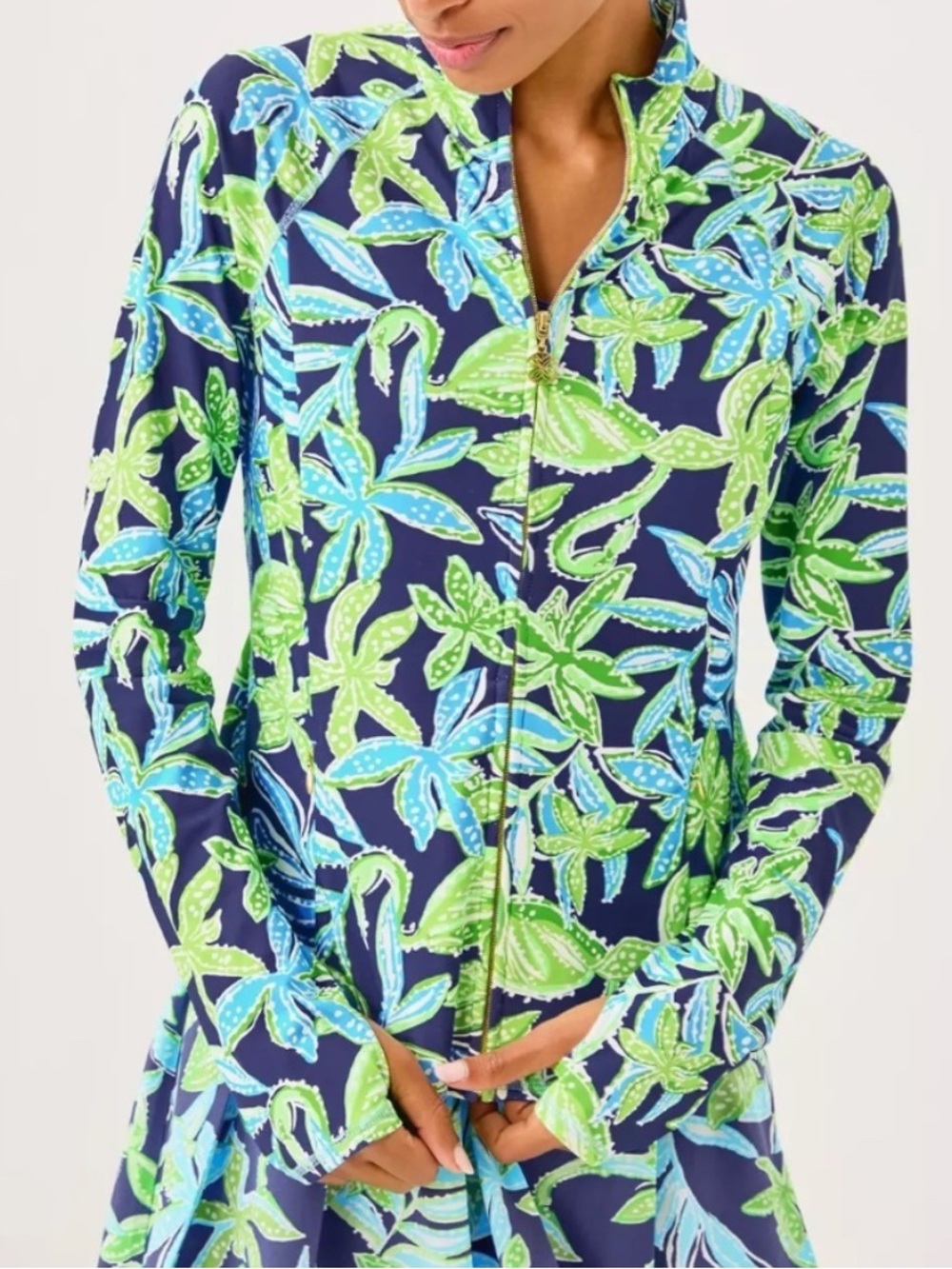 Lilly Pulitzer Luxletic Breaker Jacket Sapphire Pool Tropical Tango Size Small